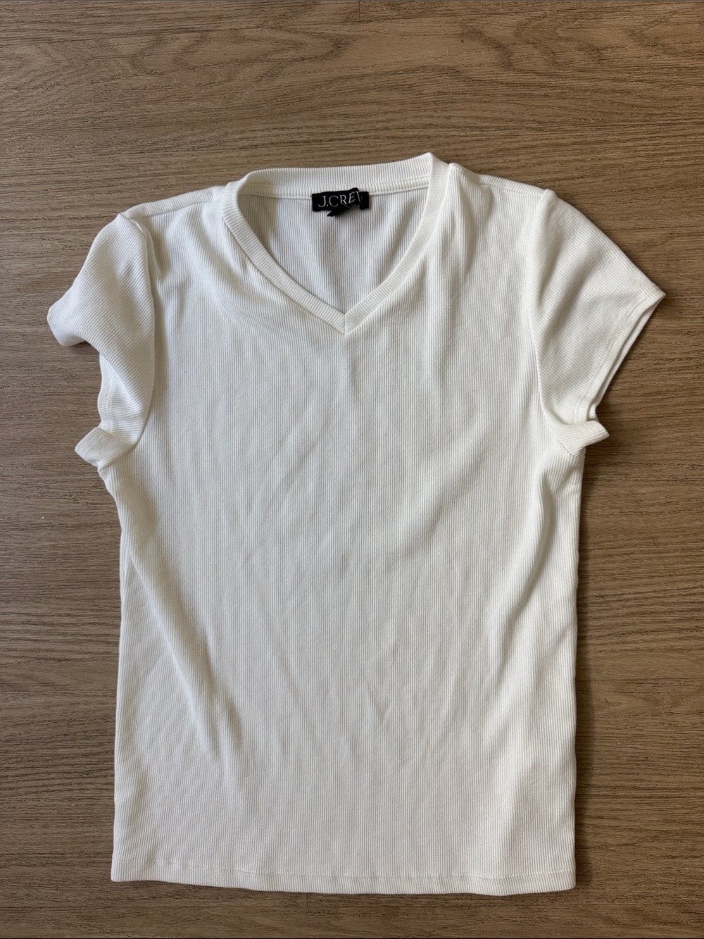 J. Crew Cream V-Neck Short Sleeve Ribbed Tee